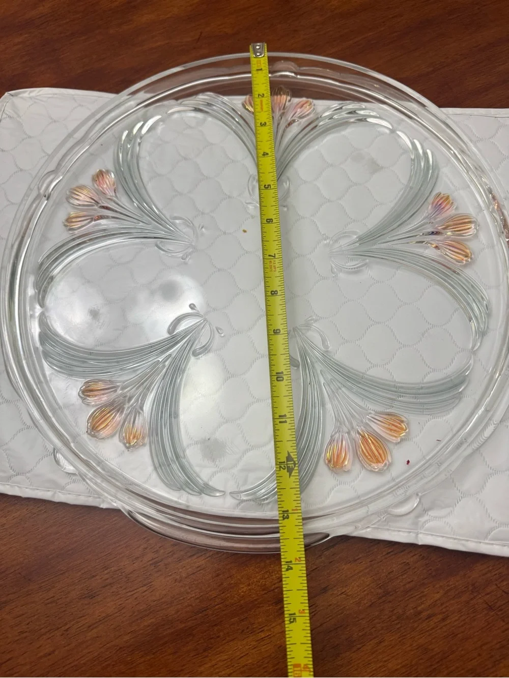 Mikasa “French Bouquet” Glass Serving Platter with Floral Swirl Accents